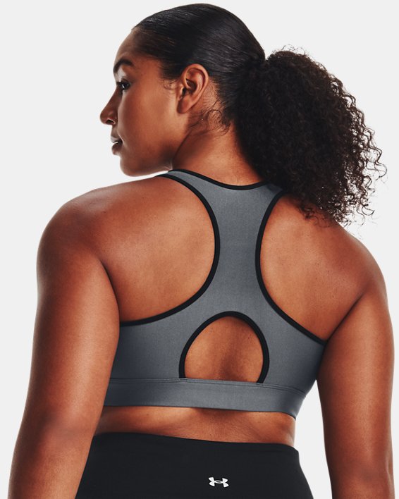 Women's HeatGear® Mid Padless Sports Bra in Gray image number 6